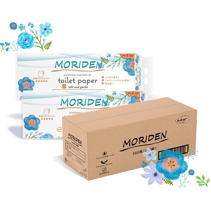 Japanese-Style Moriden/Sen Denshi Toilet Paper, Made from Virgin Wood Pulp, Without Fluorescent Agents, 10 Rolls/Pack, 2 Packs/Box Japanese-Style Moriden/Sen Denshi Toilet Paper, Made from Virgin Wood Pulp, Without Fluorescent Agents, 10 Rolls/Pack, 2 Packs/Box