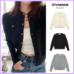 vivienne针织开衫25ss秋冬新款土星刺绣女休闲韩风羊毛西太后毛衣