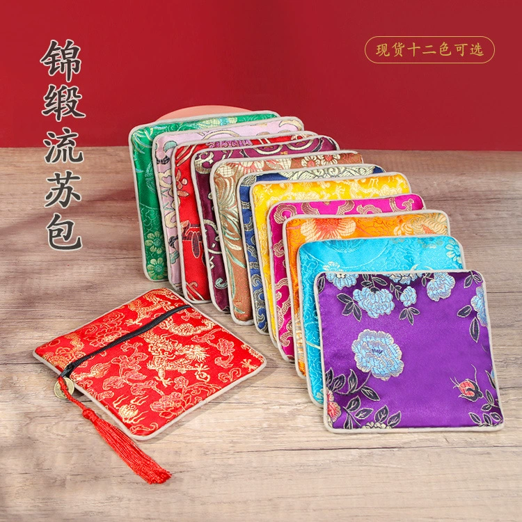 Квадратная сумка на молнии сумка из бисера сумка ювелирная сумка сумка из парчи сумка из буддийского бренда ювелирная сумка в китайском стиле