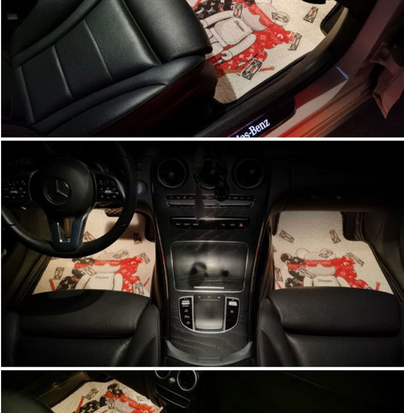 Car Wire Ring Floor Mats, Universal Cuttable Cartoon Cute Car Anti-Dirty Protective Mats, Car Universal Anti-Slip Gaskets