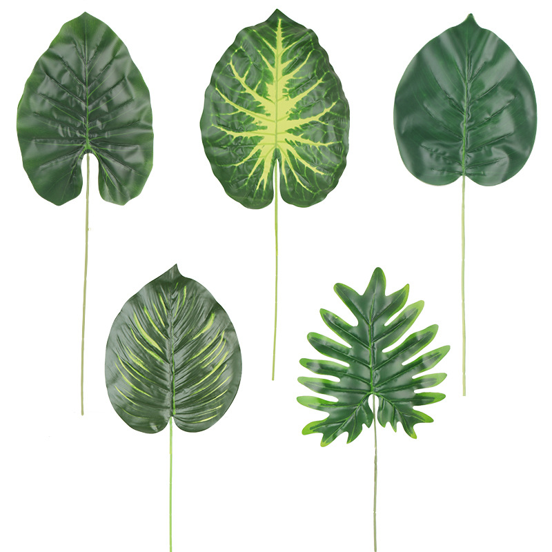 Planta artificial transfronteriza deja casa decoración interior hojas de rábano verde planta verde accesorios de pared escena de la boda hojas a juego