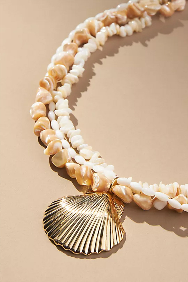 Beaded Design Casual Beach Simple Style Shell Shell Titanium Steel Wholesale Pendant Necklace