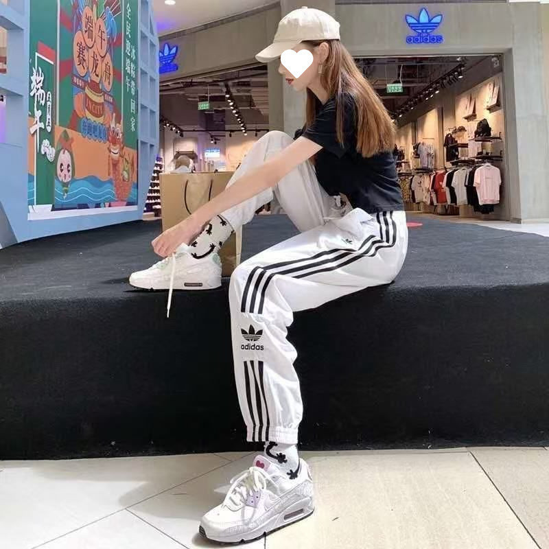 T5J Trefoil Sports Pants Men Women New Summer Lightweight Casual Loose Couples Embroidery Cuffed Pants