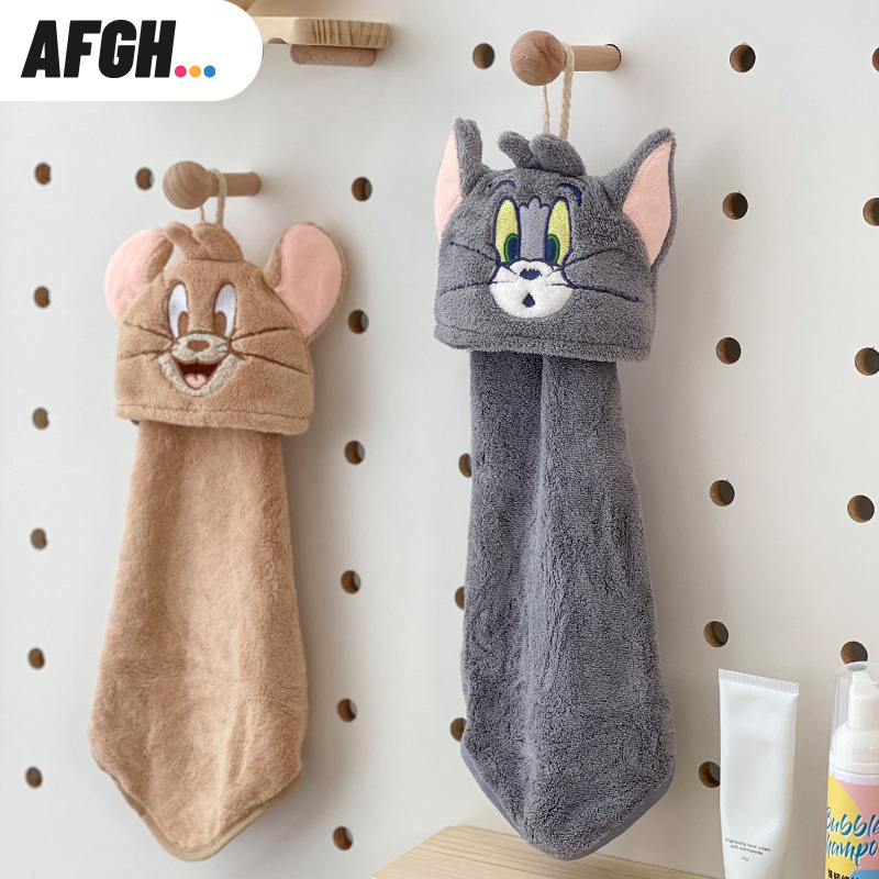 AFGH正版猫和老鼠TOM JERRY可收纳洗脸巾擦手巾可挂式加厚吸水