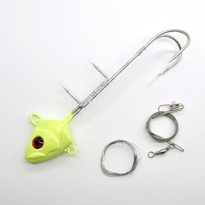 Explosions Tianya long-cast luminous Fishhead hook lead hook 15g-225g shore throwing boat fishing hairtail Tianya hook two needles