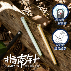 禾硕850指南针按动中性笔书写办公双珠CS头旋转出芯速干低重心笔