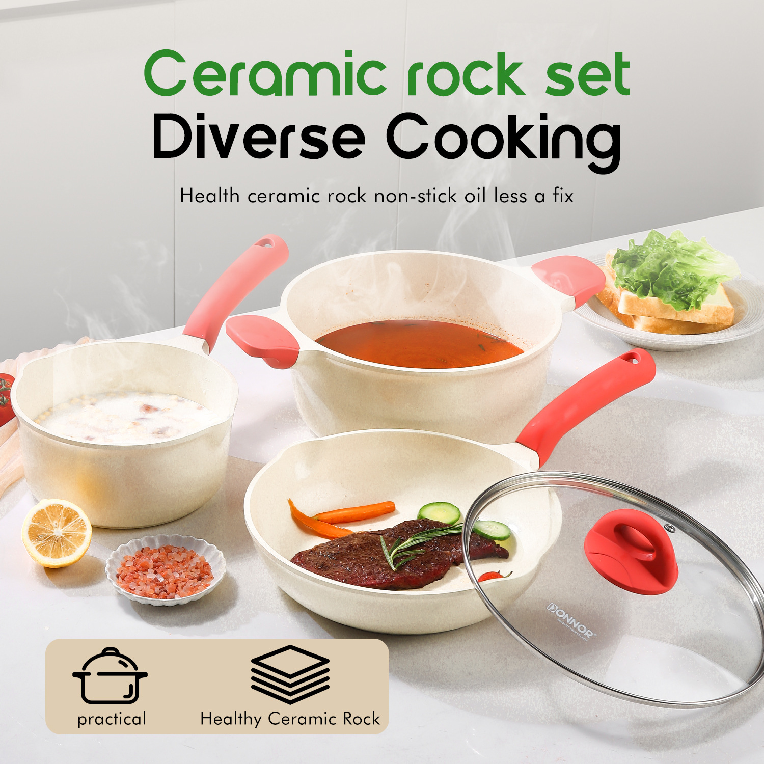Kit de utensilios de cerámica Kit engrosado cocina utensilios de cocina caseros olla de leche olla de cocina profundizada olla de cocina antiadherente olla transfronteriza