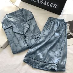 外国貿易卸売り春夏ジャカード氷糸新パジャマ女性半袖半ズボンカジュアルシンプル模造糸ホーム服