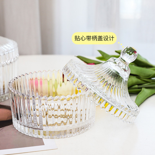 European crystal glass candy cup creative living room candy jar dry fruit plate sugar vat fruit bucket with lid fruit cup jewelry box