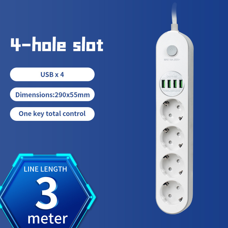 Euro con cable enchufe USB multi-orificio bit enchufe tablero de enchufe doméstico intercambio universal internacional enchufe transfronterizo al por mayor