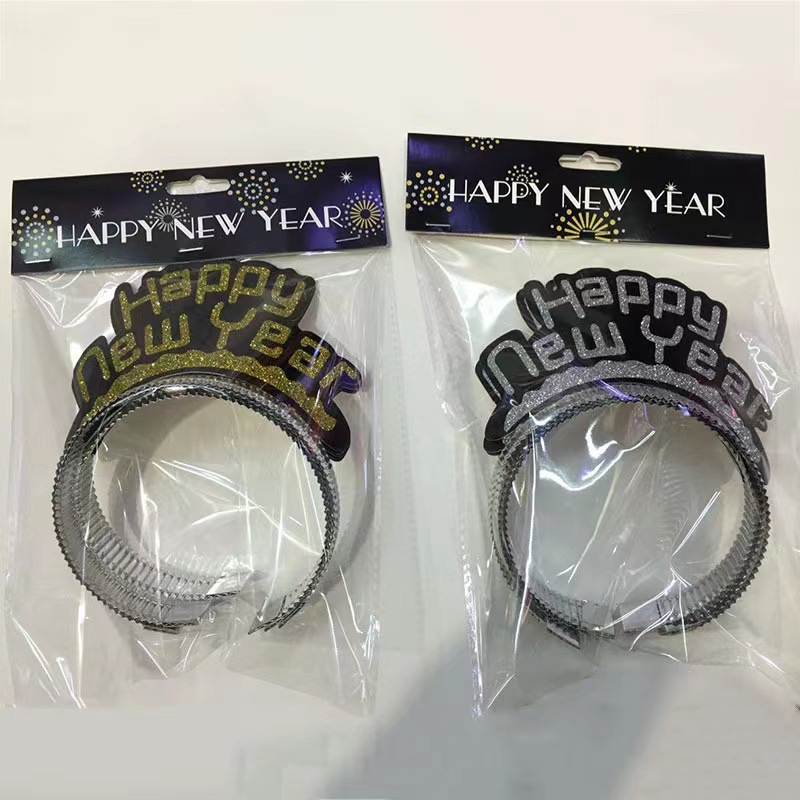 Feliz año nuevo bandas de cabello, pestañas de Año Nuevo, accesorios de cabello para niños, accesorios de vestido de Año Nuevo al por mayor