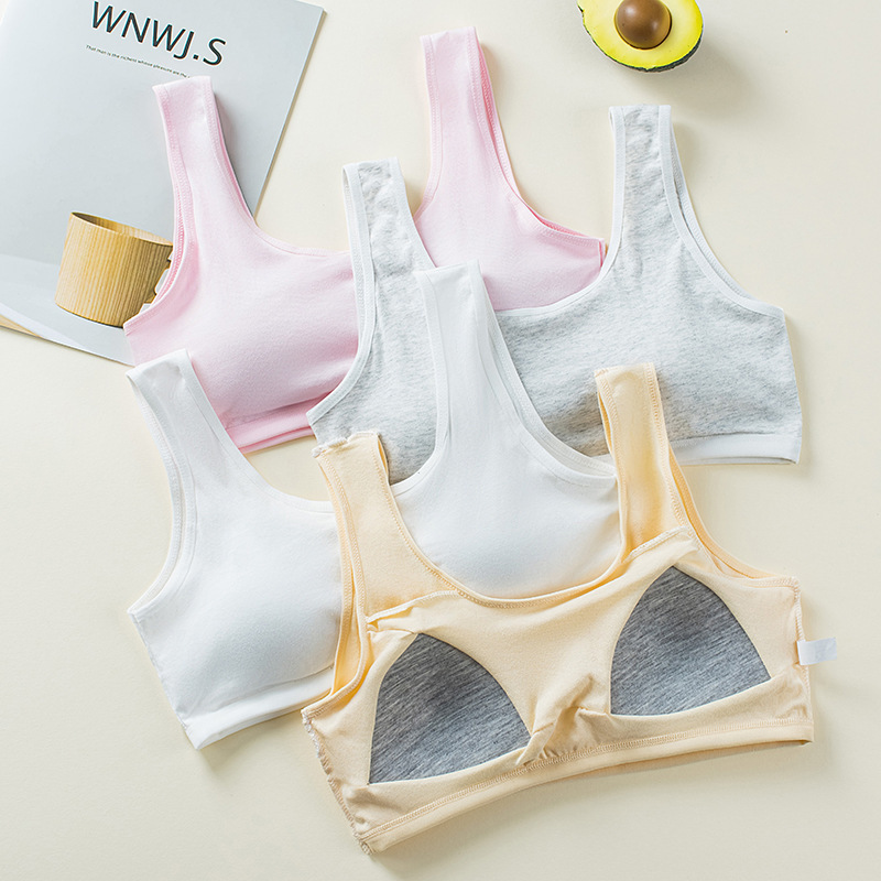 Seamless development period wrapped breast without steel ring girl bra fixed integrated chest pad junior high school students underwear back
