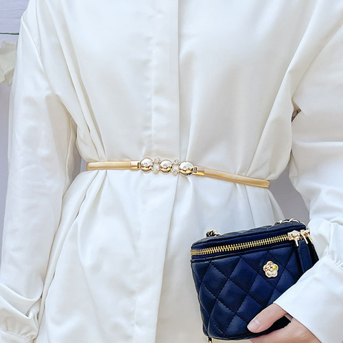 Elastic waist chain for women, skirt, waist, metal chain, gold belt, decorative girdle, versatile sweater, thin belt