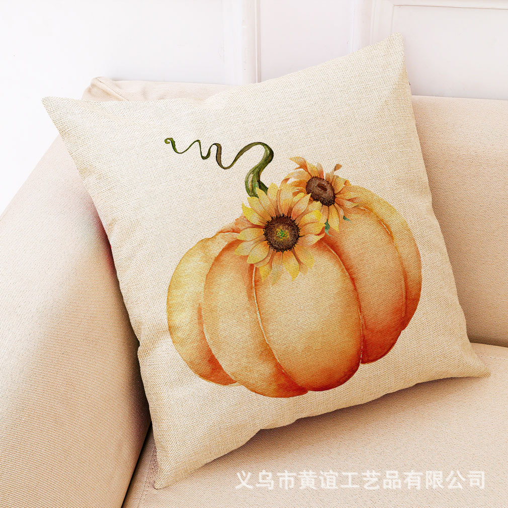 亚马逊 eBay 速卖通新款南瓜感恩节棉麻抱枕套 汽车靠垫 沙发抱枕