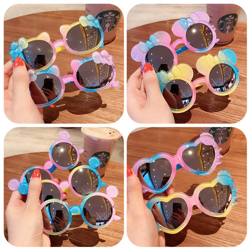 Children's sunglasses cute princess fashion gradient cartoon men's and women's sunglasses children's colorful sun protection and shading trendy glasses