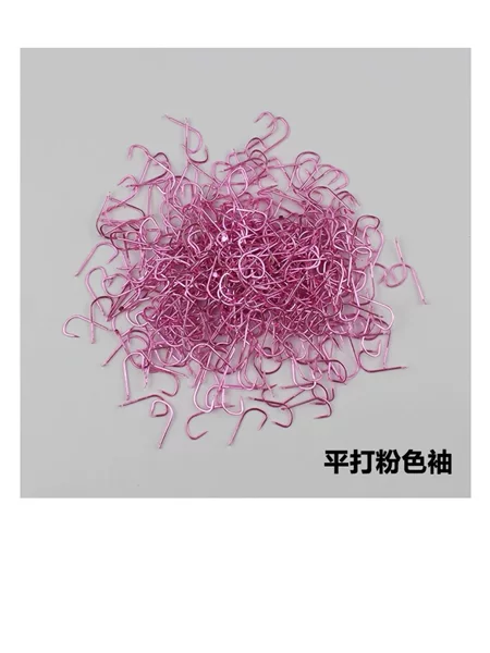 Pink sleeve long-handled barbed hook, flat-shanked fish hook for small fish, white-striped carp, crucian carp, bulk fish hooks wholesale