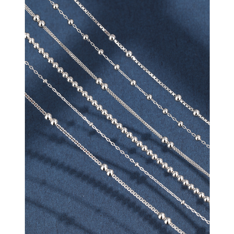 Collar de plata esterlina s925 mujer cadena de plata sin colgante cadena de cuentas hombre cadena de clavícula cadena de suéter de alta calidad cadena de celana