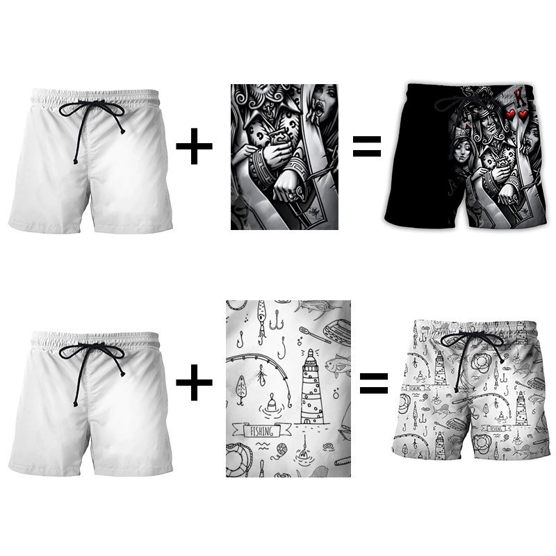 Beach shorts for leisure, oversize, 3D digital printing service