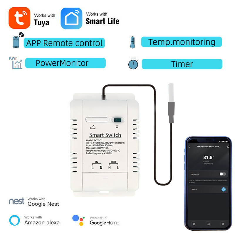Tuya Smartlife Temperature Switch Wifi Intelligent Remote Control Temperature Switch Alexa Google Voice Tuya Smartlife Temperature Switch Wifi Intelligent Remote Control Temperature Switch Alexa Google Voice