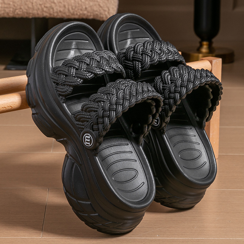 Zapatillas gruesas al por mayor de mujeres de verano de moda Fairy Wind 2024 nuevo muffin de verano para aumentar la altura de dos sandalias image 8