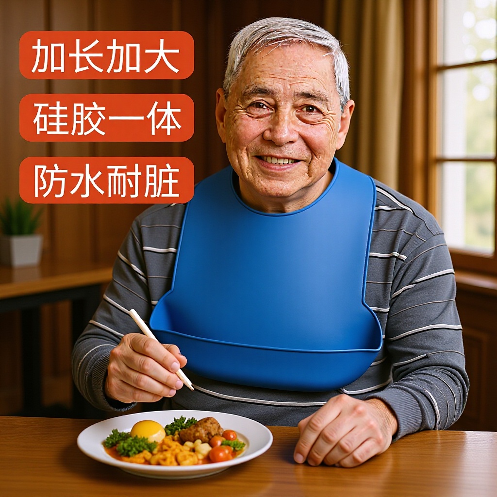 Elderly Bibs, Rice Pockets, Bibs for the Elderly to Eat, Waterproof Adult Large Size Special Silicone Saliva Towels