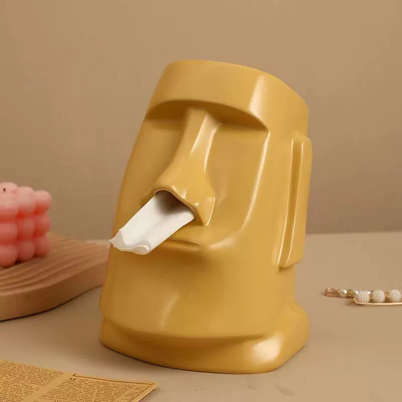 Офисный стол, украшение для хранения ноздрей, стильная гостиная, дорогой скандинавский обеденный стол, коробка для салфеток Moai, украшение в виде каменной статуи.