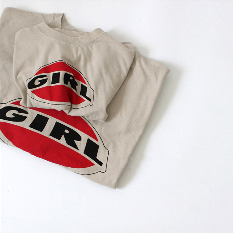 Verano estilo coreano ropa para niños nuevo top casual familia padre-hijo ropa estilo coreano carta CHICA estilo occidental camiseta de mujer