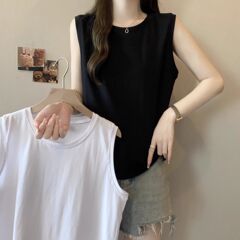 无袖T恤女宽松2025夏季新款时尚体恤学生打底外穿批发女装上衣潮