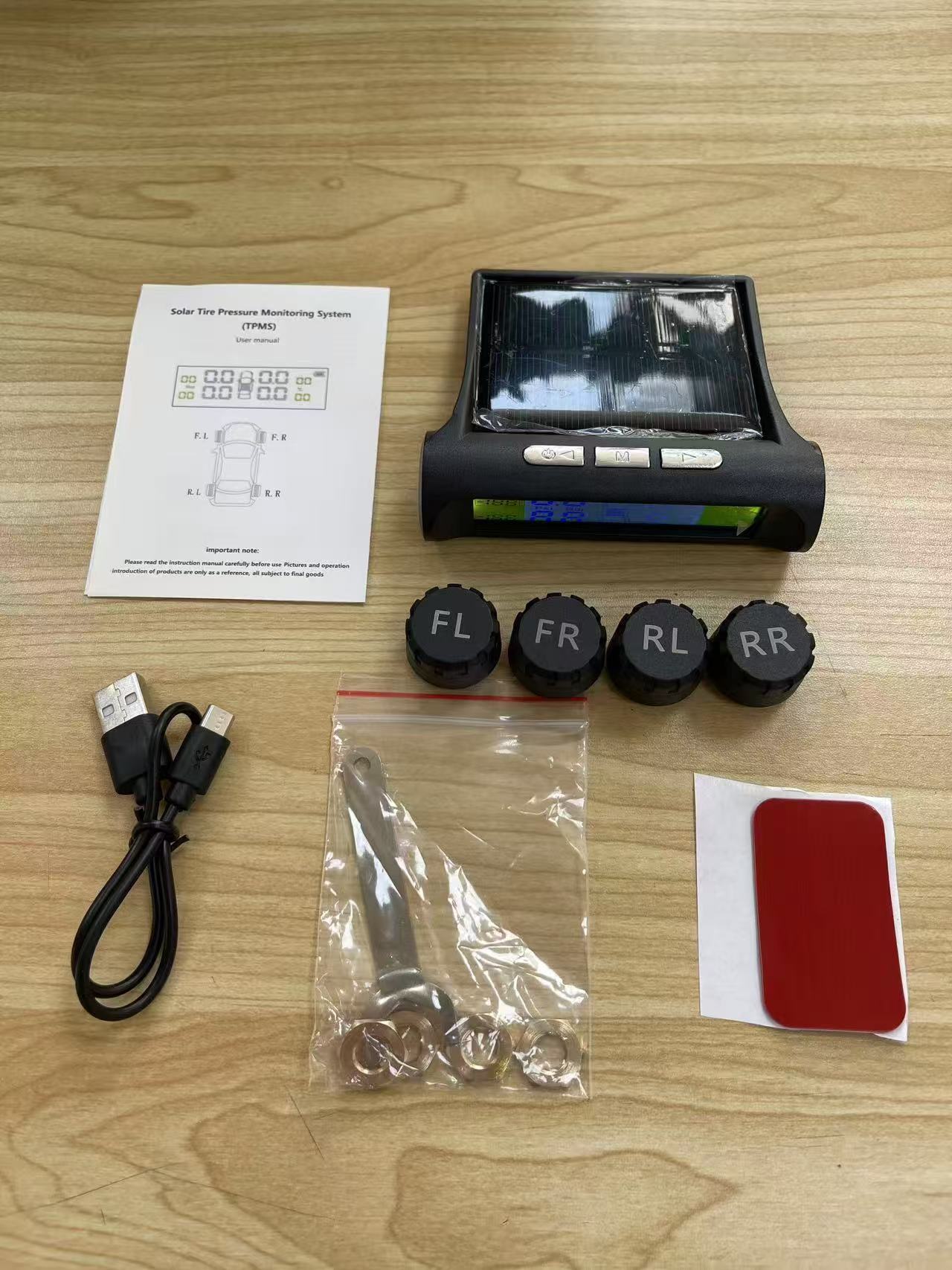 Monitor de presión de neumáticos de automóvil modelo grande monitoreo inalámbrico solar de alta precisión detección de presión de aire TPMS externa incorporada