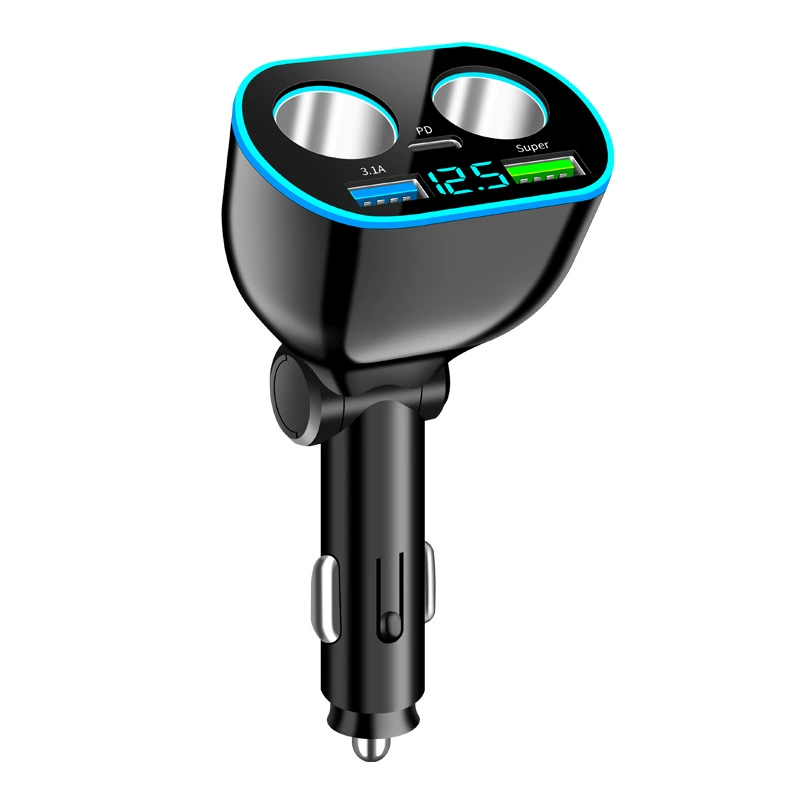 Новая 66W сверхбыстрая зарядка QC3.0 для автомобиля, одна зарядка, две цифры автомобильного прикуривателя, многофункциональное USB-устройство для зарядки в автомобиле