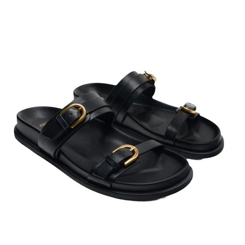 2024 Summer New Women's Sandals with Toe Post and Buckle Decoration, Casual Flat Sandals with Thick Soles and One Straps