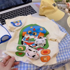 夏子供服純綿半袖立体人形小新プリントTシャツ男女兼用多用途半袖