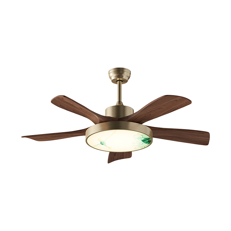lámpara de ventilador medieval retro madera sólida lámpara de ventilador de techo nuevo estilo chino dormitorio lámpara de sala de estar silenciosa lámpara de ventilador 712L