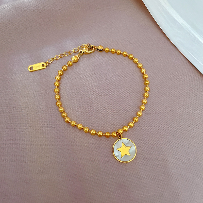 Fashion Pentagram Titanium Steel Plating Shell Bracelets