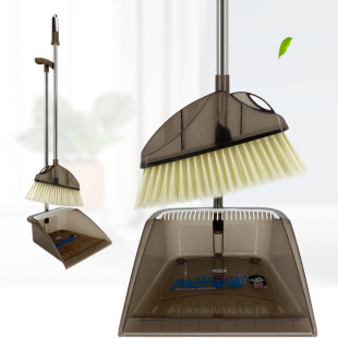 Stainless Steel Handle Soft-Bristled Plastic Broom and Dustpan Set Household Broom Combination Cleaning Supplies Plastic Soft Bristles