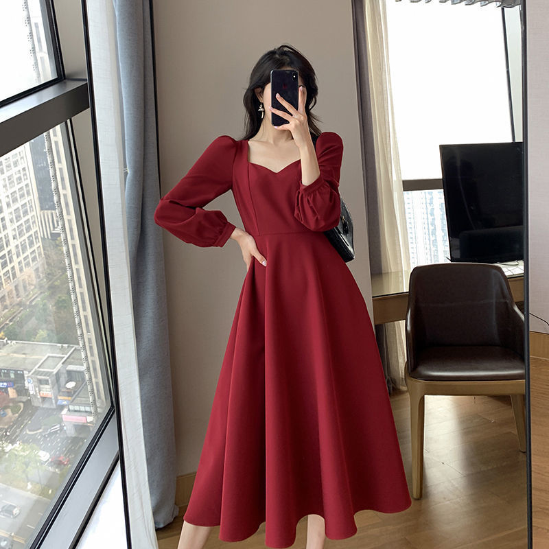 Hepburn-Style Little Black Dress for Women 2026 Spring and Autumn New Vintage V-Neck Long Over-The-Knee Black Elegant Dress Long Skirt Hepburn-Style Little Black Dress for Women 2026 Spring and Autumn New Vintage V-Neck Long Over-The-Knee Black Elegant Dress Long Skirt