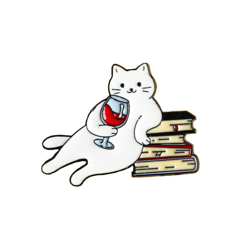 かわいいオリジナル子猫ブローチバッジins風シンプル白猫欧米の起爆ワイングラス服装飾アクセサリー|undefined