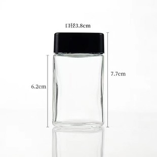 120ml Square Transparent Hemp Glass Bottle Childproof Security Press Screw Cap