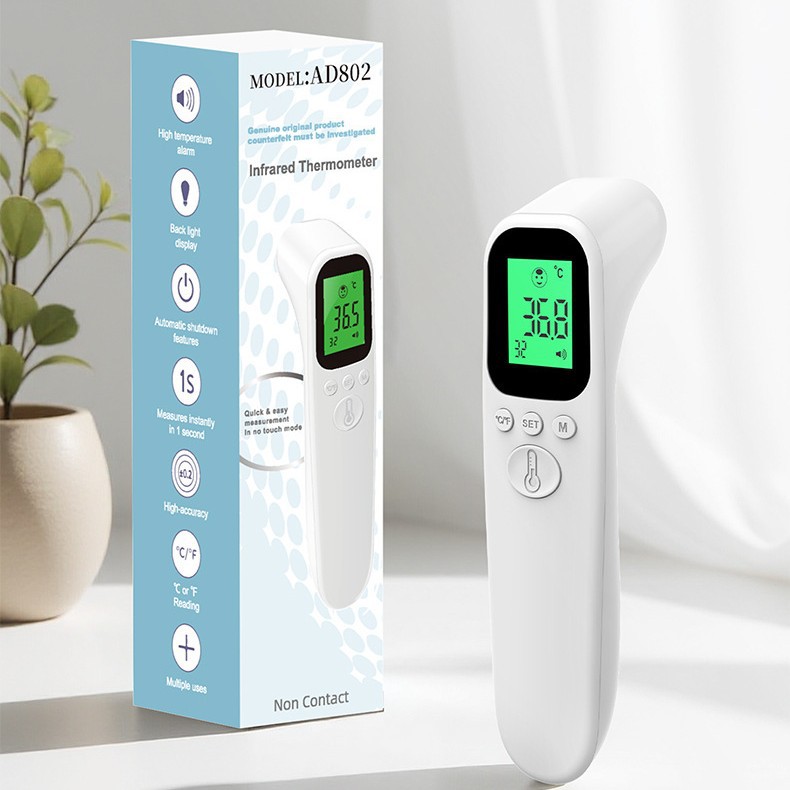 Cross-Border English Forehead Thermometer Ad802 Infrared Non-Contact Thermometer Convenient Rapid Digital Thermometer