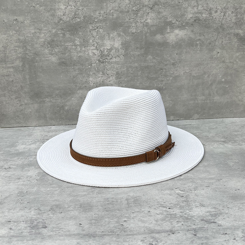 Lightweight Breathable Fine Straw Hat French Hepburn Elegant Elegant Elegant Belt Buckle Straw Hat Summer Sun Hat for Men and Women