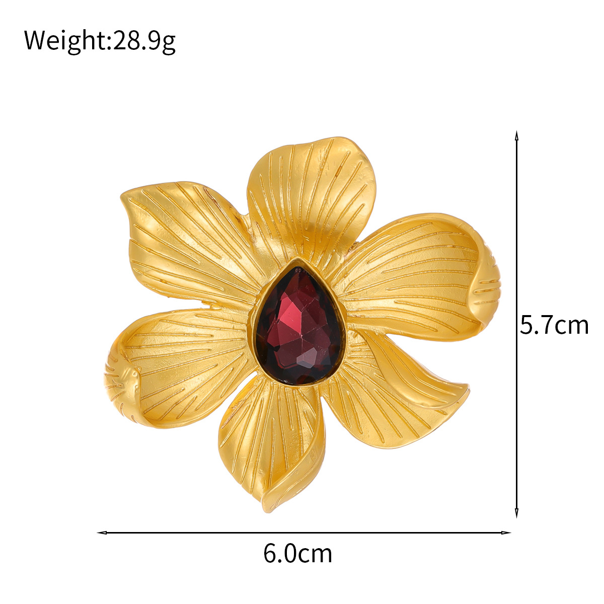 Vintage Kamelien Brosche Elegante Kristall Fünf-blatt-anstecknadel_voghion.com
