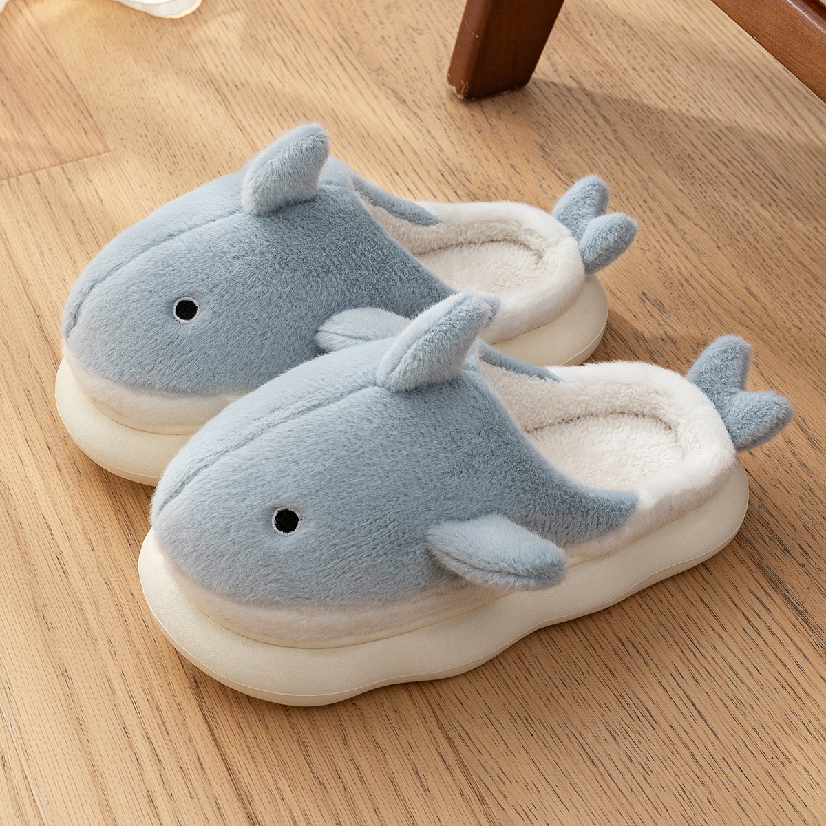 Hermosas zapatillas de algodón para perros de invierno para mujeres nuevas zapatillas de peluche de dibujos animados de fondo grueso para el hogar interior cálido