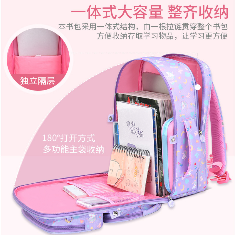 2023 nueva mochila para niñas estudiantes de primaria Grado uno, dos, tres a seis mochila ultraligera de protección de la columna vertebral con reducción de carga para niñas