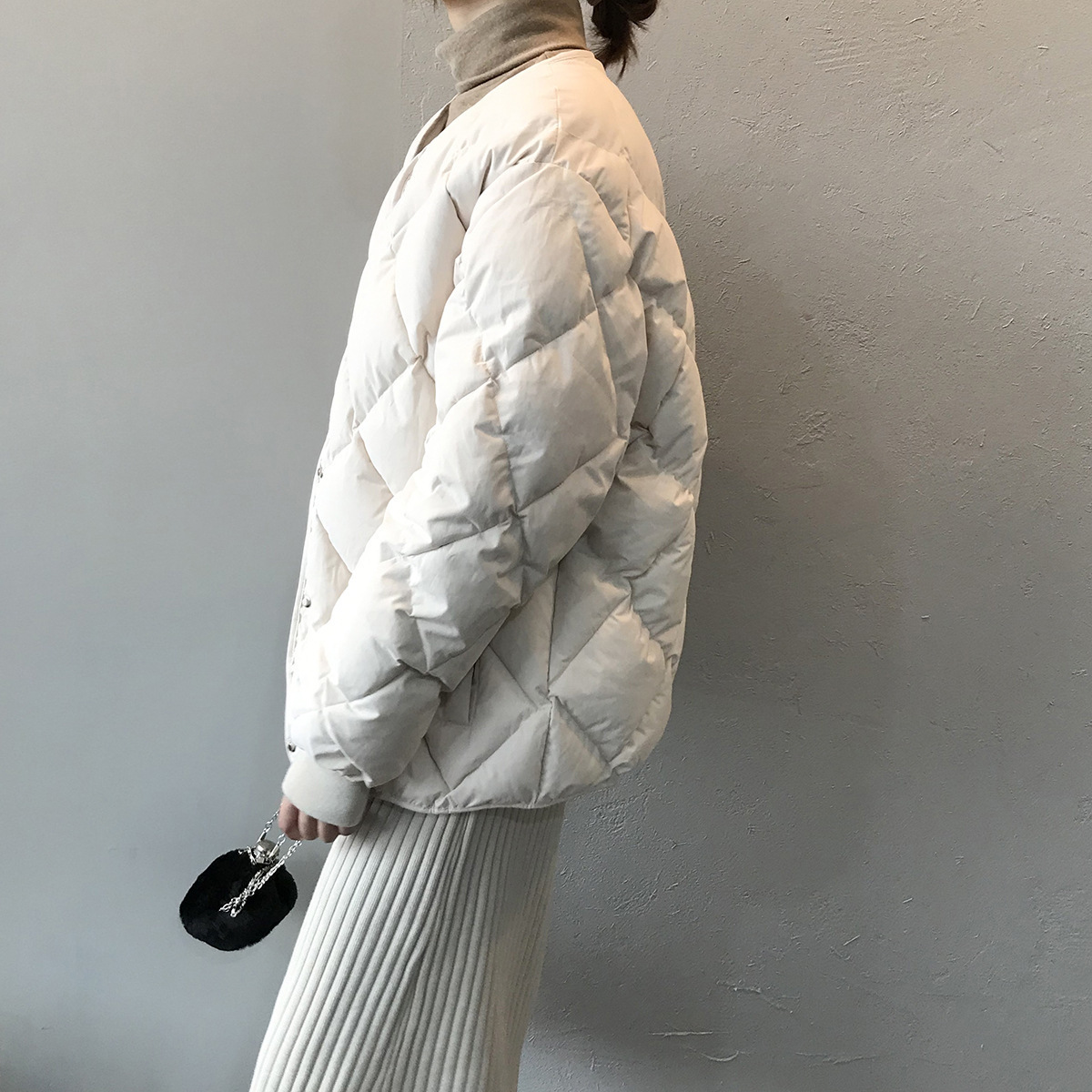 Women's Clothing Diamond plaid cotton coat _voghion.com