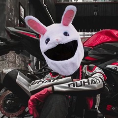 国境を越えた人気バイクヘルメット装飾セット動物マスク機関車装飾漫画ウサギ歯のないカボチャの頭カバー