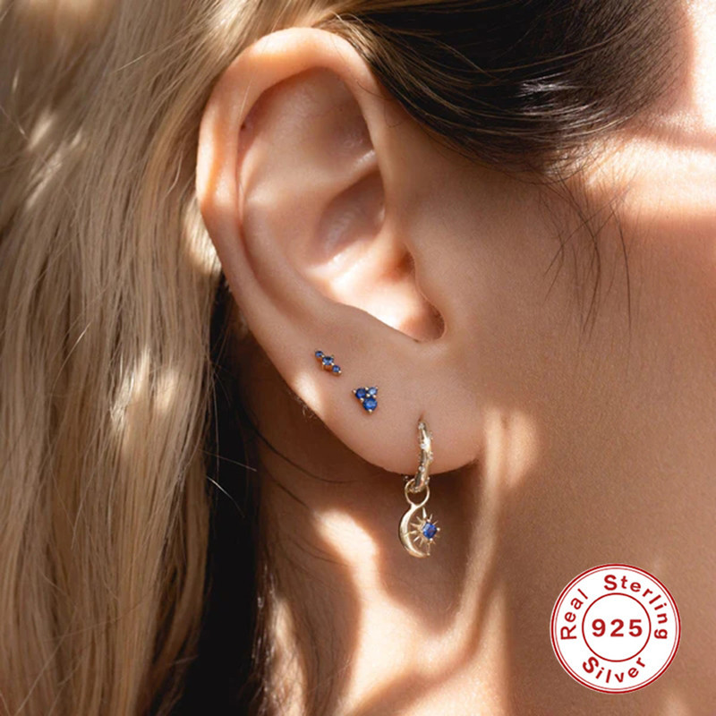 Fashion Geometric Sterling Silver Pearl Plating Artificial Gemstones Earrings