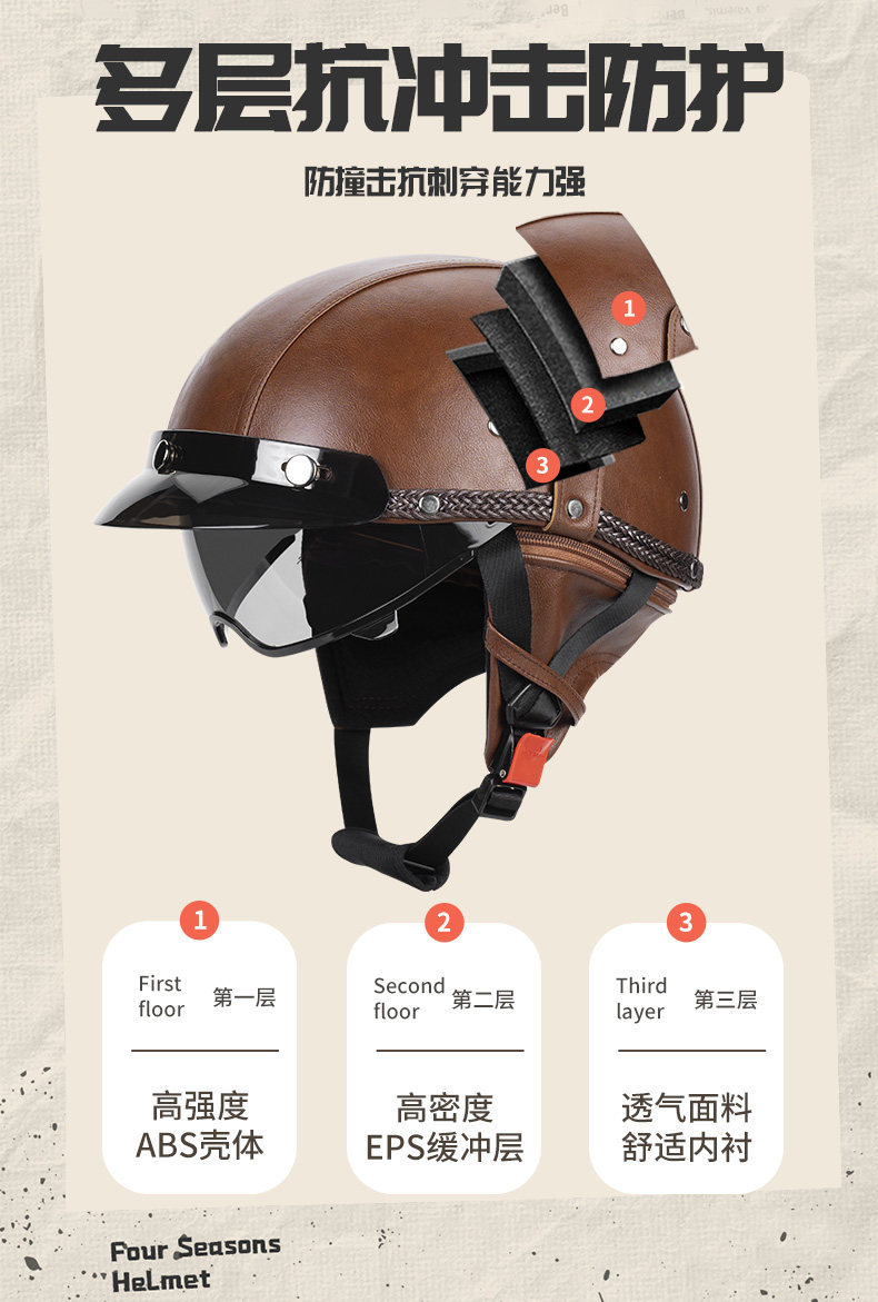 Motorcycle Helmet Retro Cruiser Half Helmet Summer 3C Unisex Scooter Electric Bike Riding Safety Helmet