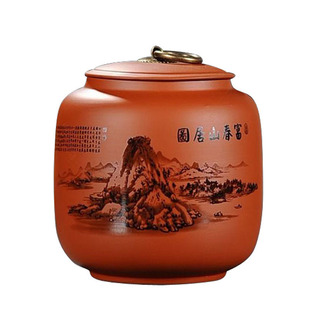 Direct selling medium ceramic purple sand tea box black tea scented tea sealed storage tank purple sand pot tea pot wholesale