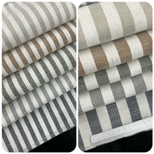 Width of about 290cm Wide Linen Stripesd Fabric Log Style Curtain Cloth Linen Stripesd Pillow Fabric