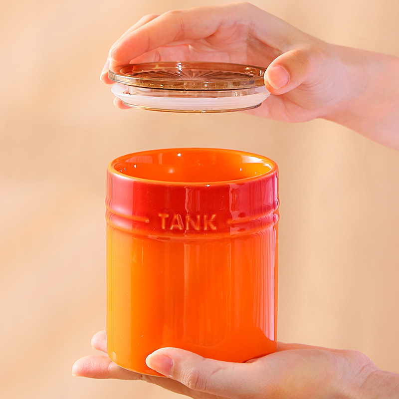 Tarro de Chile de cerámica para el hogar tarro de almacenamiento de granos de té salsa de miel condimento Tarro de cocina frasco de almacenamiento sellado a prueba de humedad